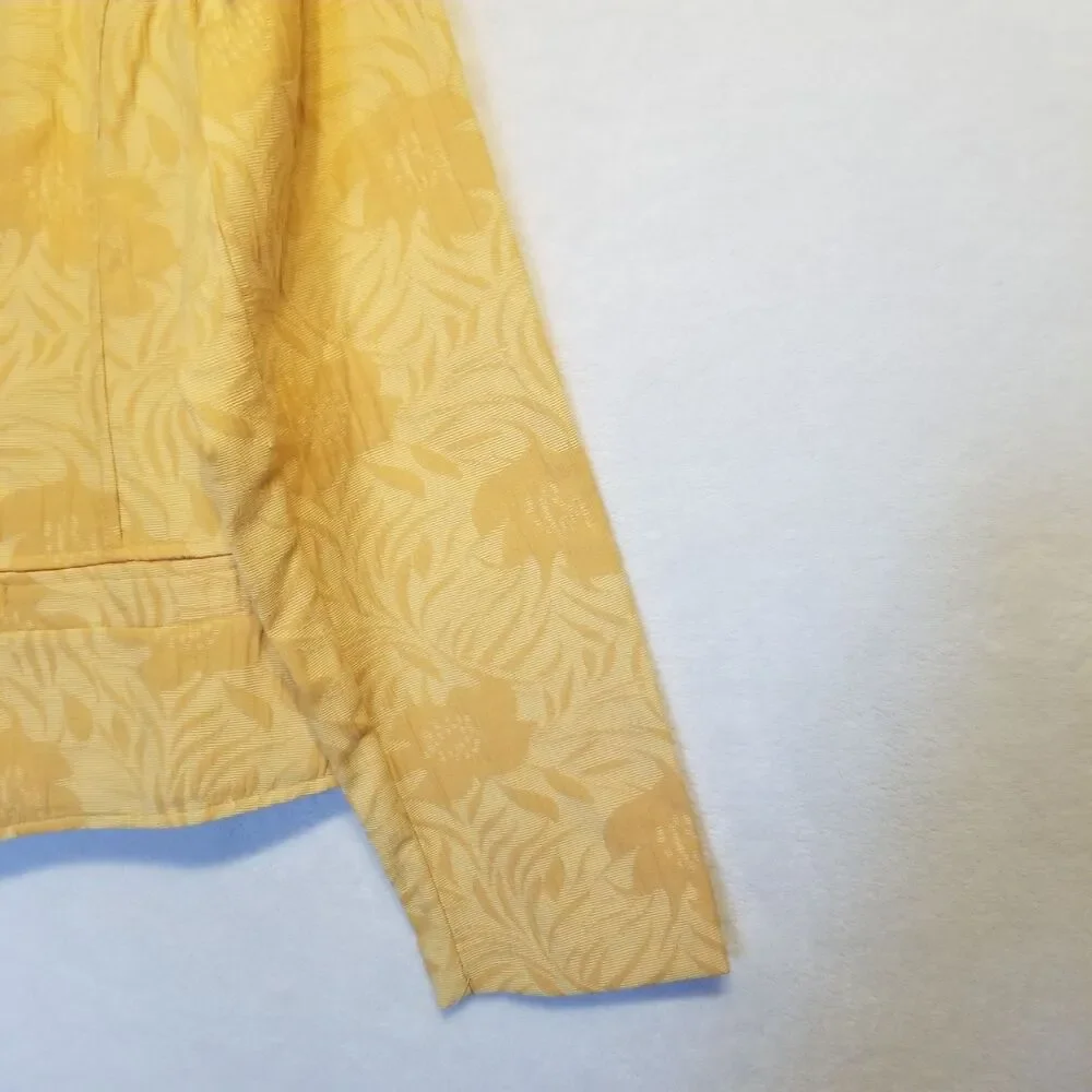 Christopher & Banks L Jacket Goldenrod Yellow Brocade Button Lightweight Preppy